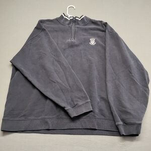 Ralph Lauren Chaps Navy 1/4 Zip-Neck Sweater with Crest Accent